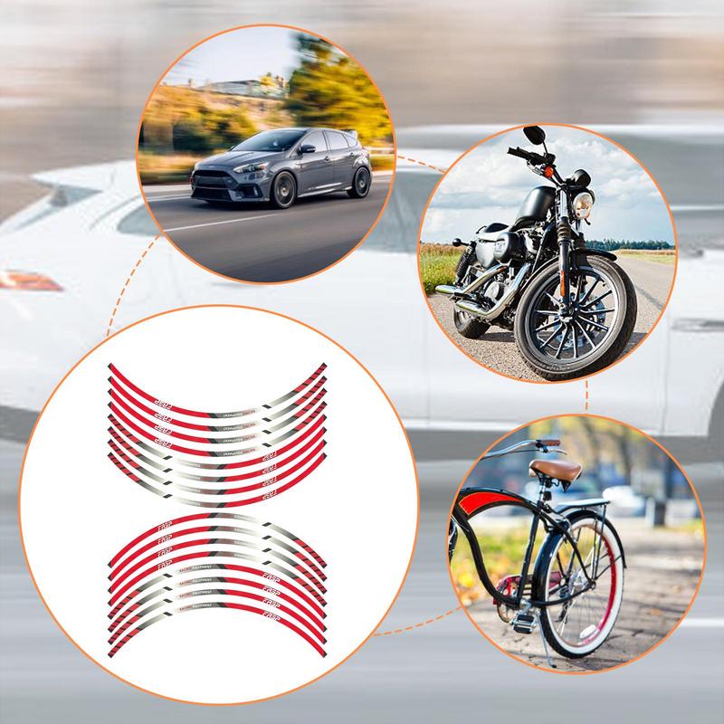 16pcs Auto Wheel Rim Reflective Modified Decals Self-Adhesive Car Stickers Motorcycle Wheel Hub Modification Stickers