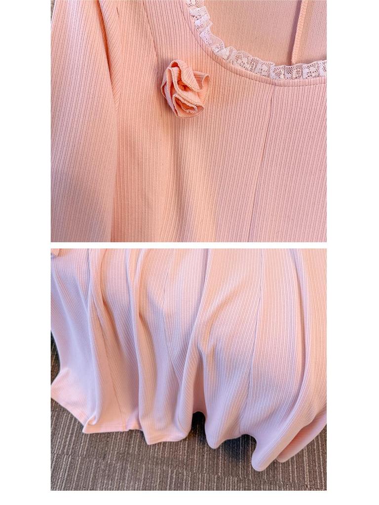 Plus Size Knit Cardigan & Dress Set for Women (130-300 Jin) - Elegant, Waist-Cinched, Slimming Two-Piece Outfit.