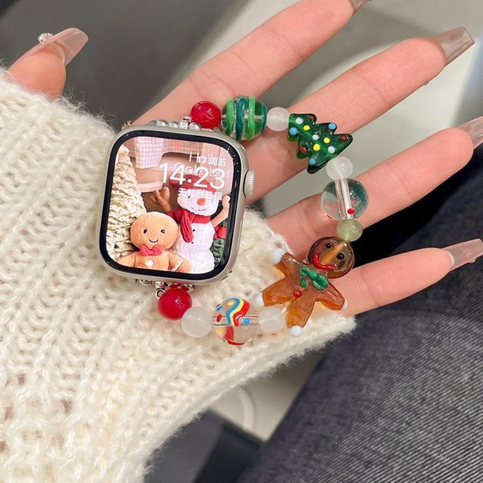 

Christmas Strap For Apple Watch Band S11/10/9/8/7/SE/6/5/4/Ultra 3 IWatch 49/46/45/44/42/41/40/38mm Gingerbread Elastic Bracelet 38 40 41(S11 10)42MM
