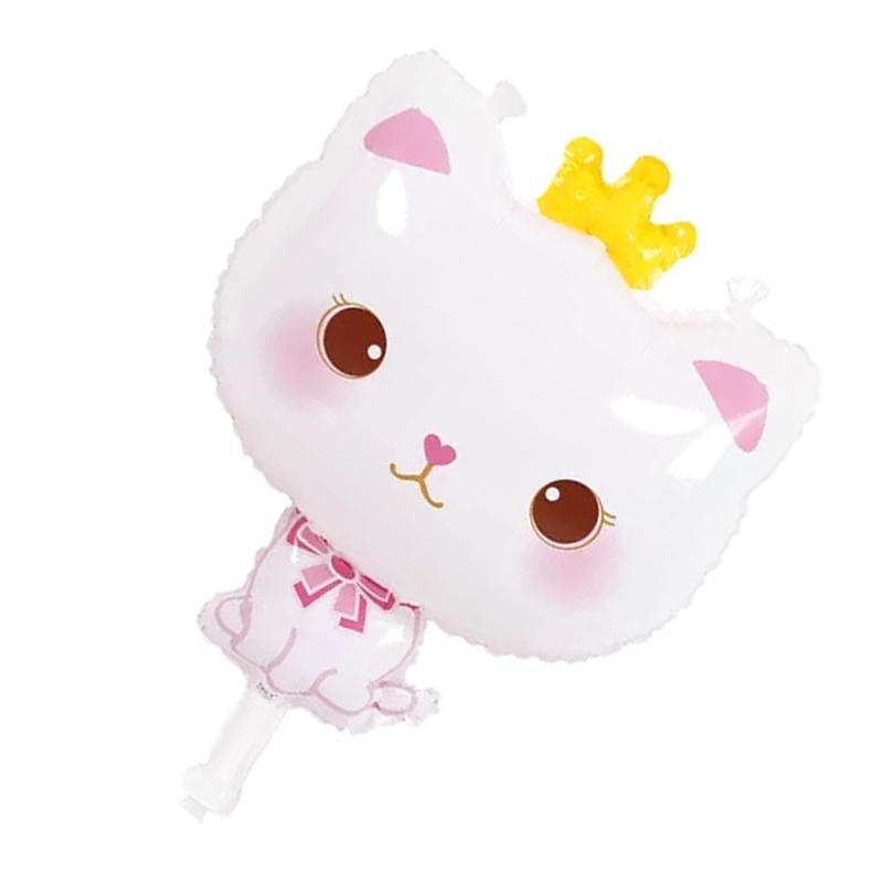 1Pcs Cute Princess Crown White Cat Aluminum Foil Balloon Girl Birthday Party Decoration Amusement Park Handheld Toy Balloons