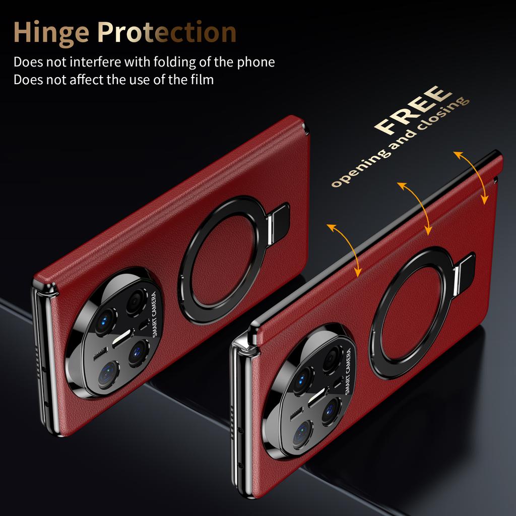 Business Style Pivot Magnetic Leather Case For Huawei Mate X5 X6 Bracket Cover Alloy Stand Ring With Glass Screen Protector