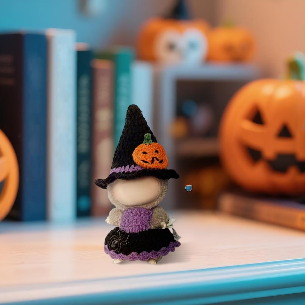 Halloween Doll Clothes Set Plush Baby Clothes, Pumpkin  Hat Hand Knitting  (Doll Clothes , Dolls Not Included)