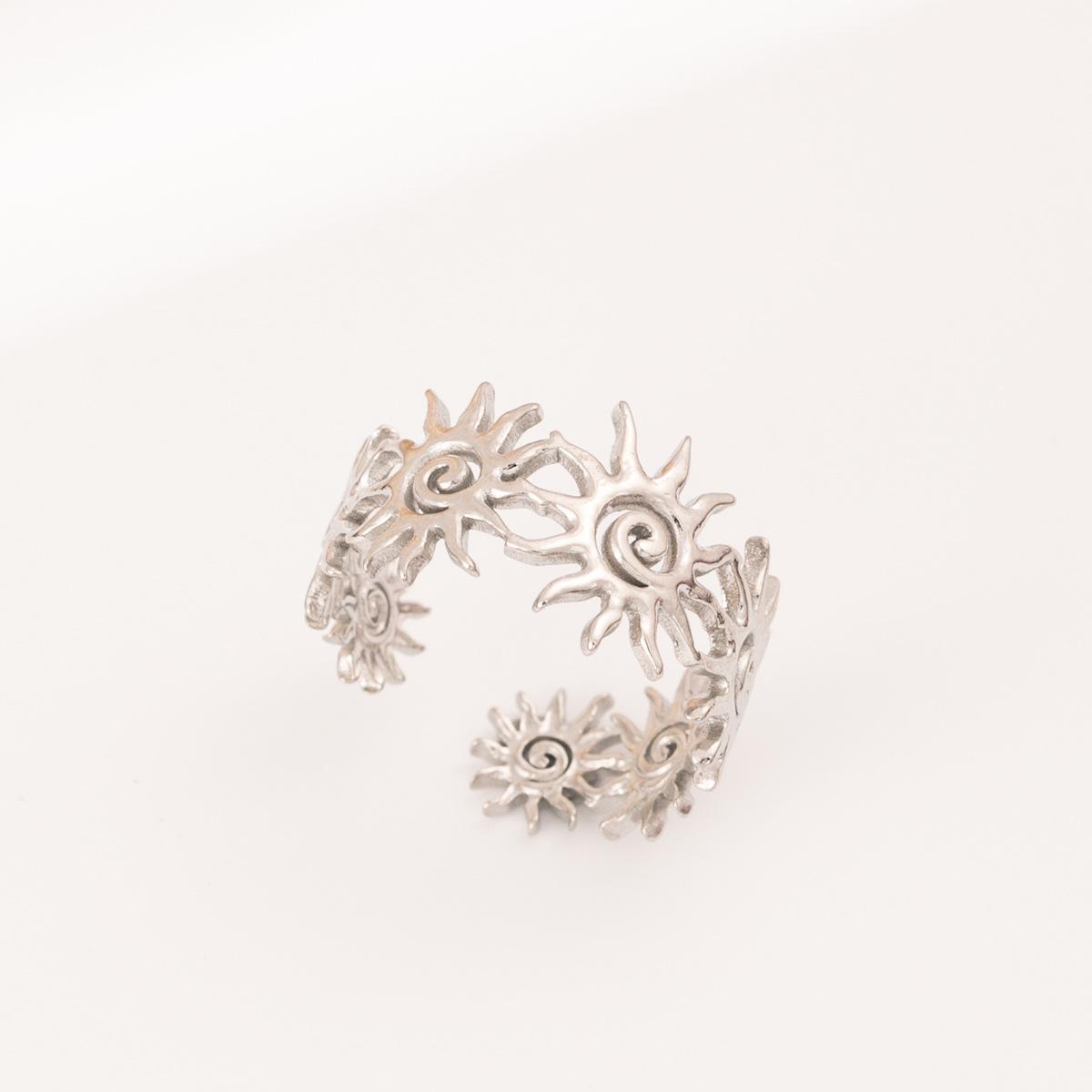 1Pcs Sunflower stainless steel open ring - vintage and exaggerated ring
