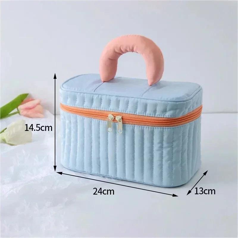 Portable Makeup Organizer - Contrast Color Square Triangle Cosmetic Bag for Travel Toiletry Storage Bag Organizer