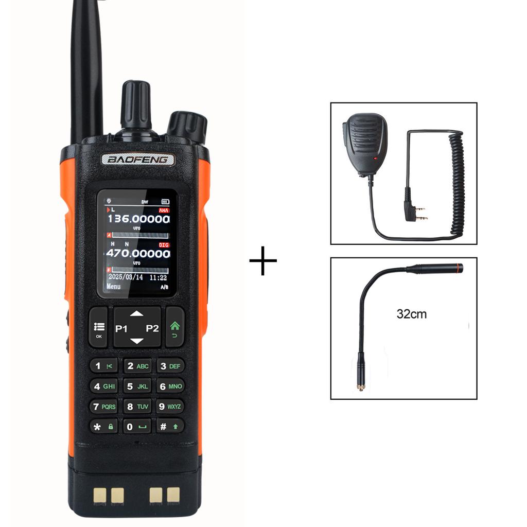 Baofeng DM-32 GPS DMR DIgital APRS Walkie Talkie AES256 Encryption 8W Air Band FM 2M 70CM GMRS Dual Band Radio DM-32UV