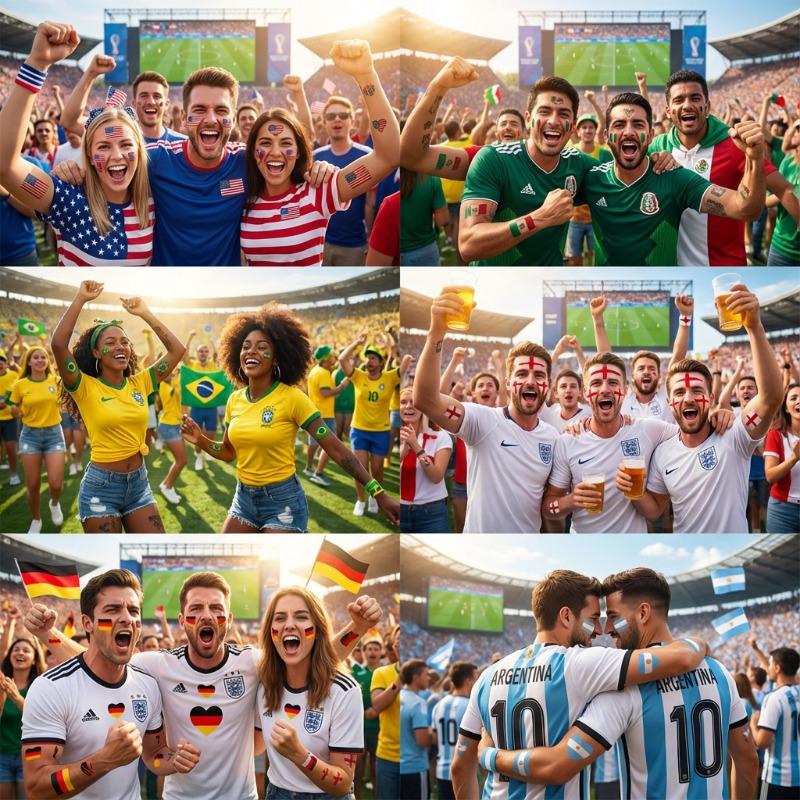 2026 Fußballflagge Temporäre Tattoos für Sportfans Patriotische Gesichtsaufkleber Party Event Nationalstolz Kinder Erwachsene Spaß