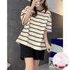 2023 Women's Summer Striped Short Sleeve Set with Chest Pad (Shorts and Long Pants)