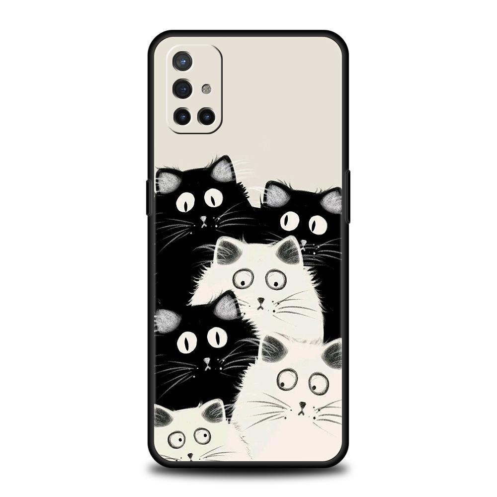 Cute Cartoon Cat Phone Case For Oneplus 12 12R 11 10T R10 Nord N100 N200 N10 10 7 8 9 7T 8T 9R 9RT CE 2 Pro 5G Soft TPU Cover