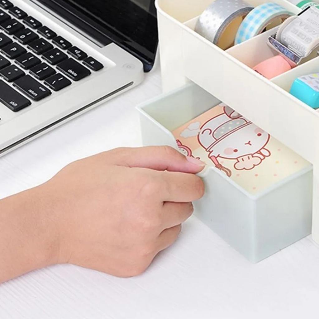 Kosmetik Make-up Organizer PP Multifunktional 6 Fächer Make-up Schreibtisch Organizer mit Schublade