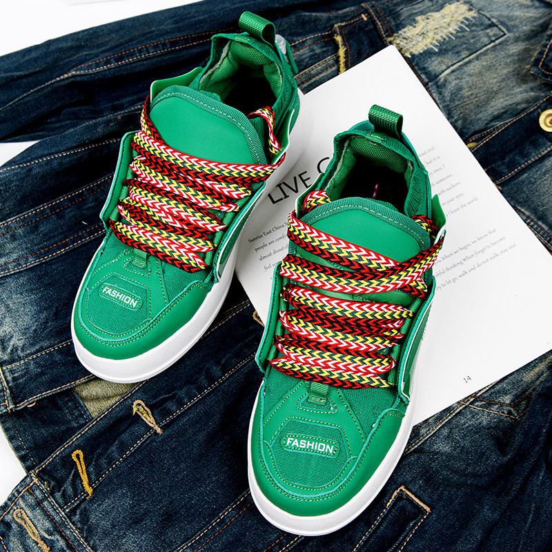 

2025 summer European station ins trendy shoes men s shoes color matching fashion board shoes heightened 5cm lace-up platform leisure sports 39