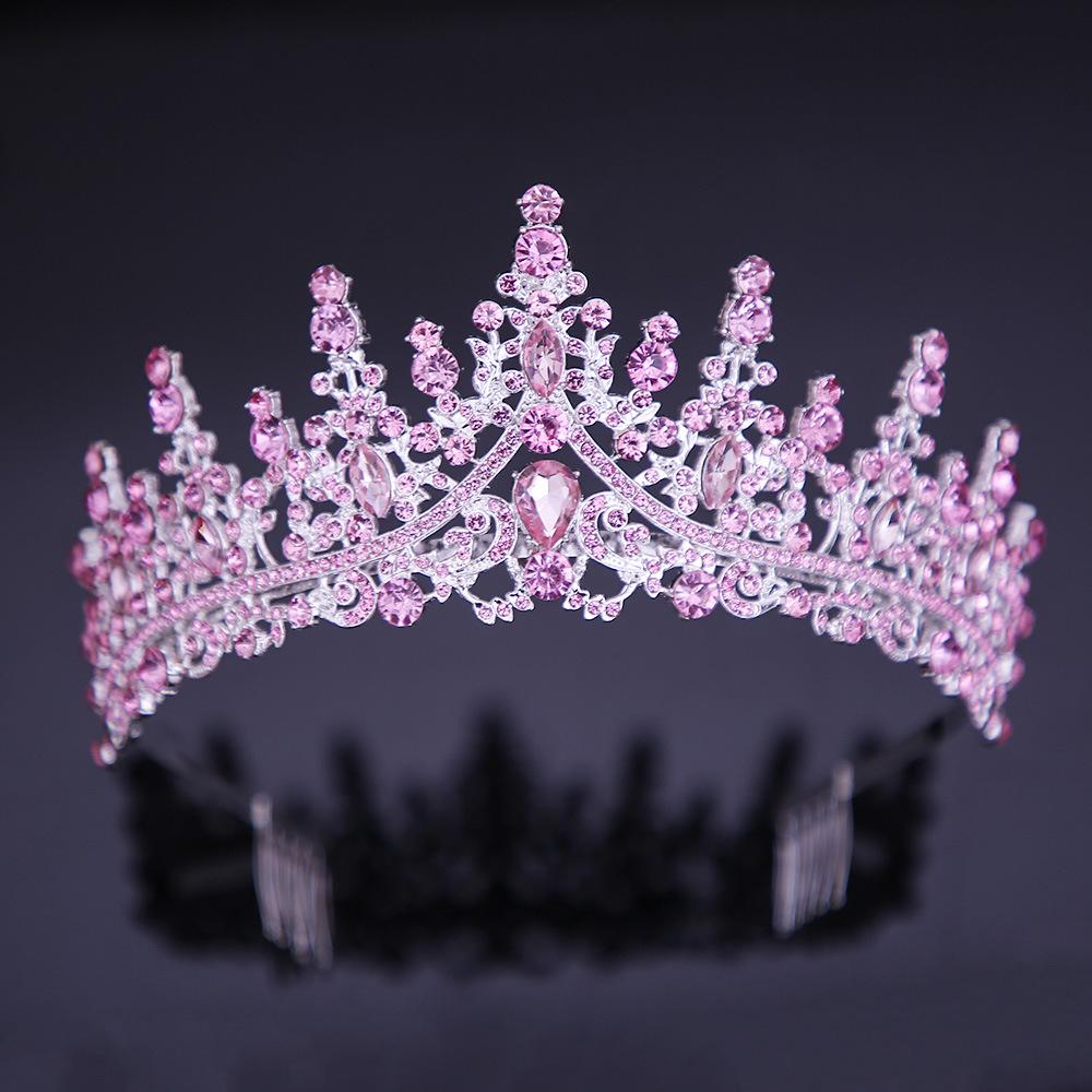 DIEZI Baroque 6 Colors AB Crystal Crown Tiara For Women Wedding Party Bride Headwear Hair Dress Accessories Rhinestone Tiaras