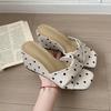 Ladies' Slope and Retro Woven High-heeled Sandals, Women's Exposed Toe Versatile Vacation Style, Worn Outdoors