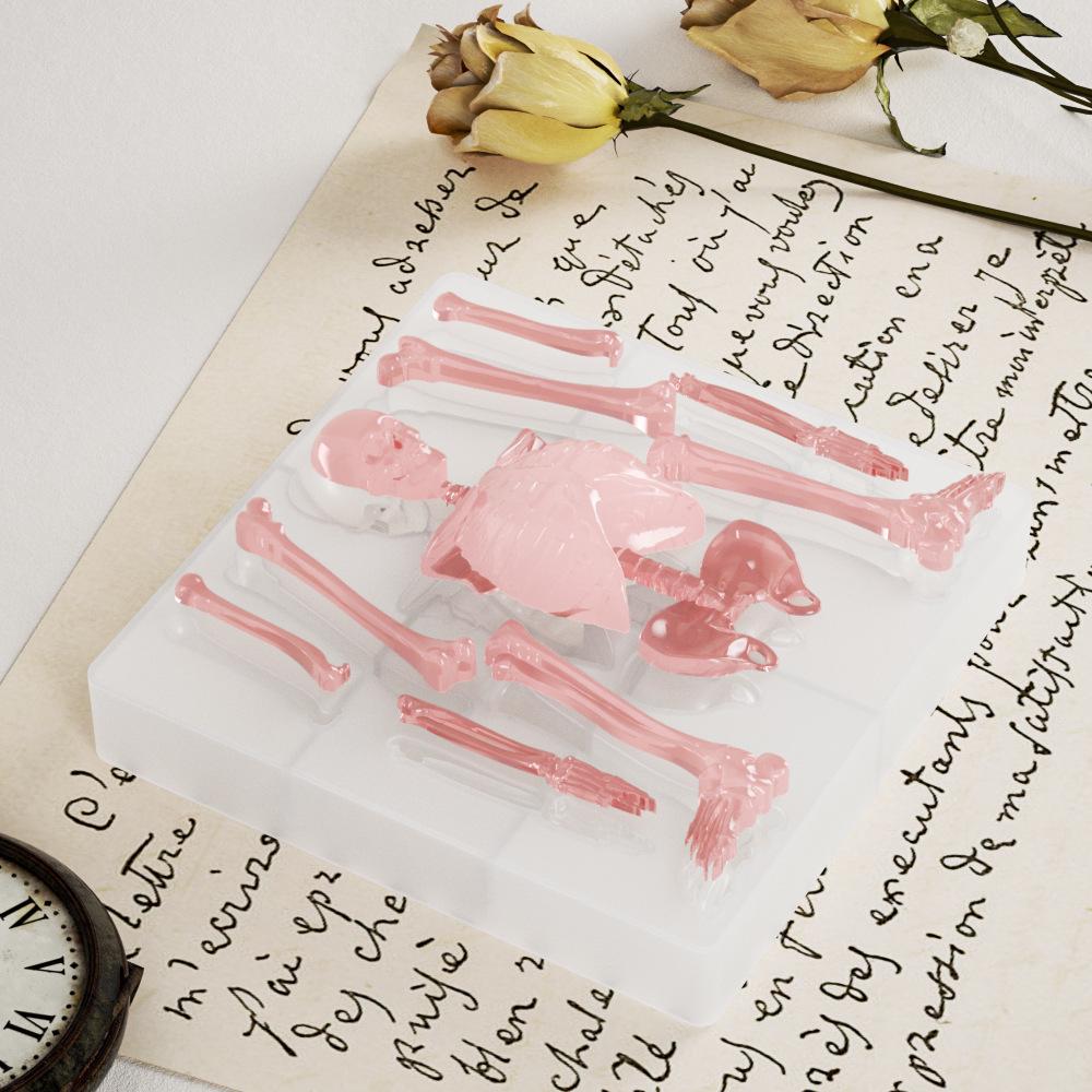 Poppy Halloween Skull Body Stand Silicone Mold for DIY Epoxy Resin and Plaster Ornaments