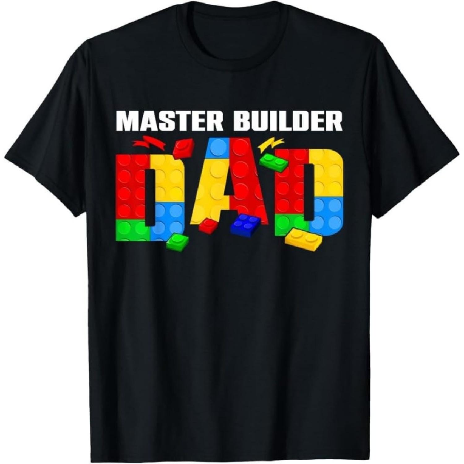 Dad s Creativity_ Master Builder with Brick Toys for Family Matching Block Building T-Shirt XXXXXL разноцветный