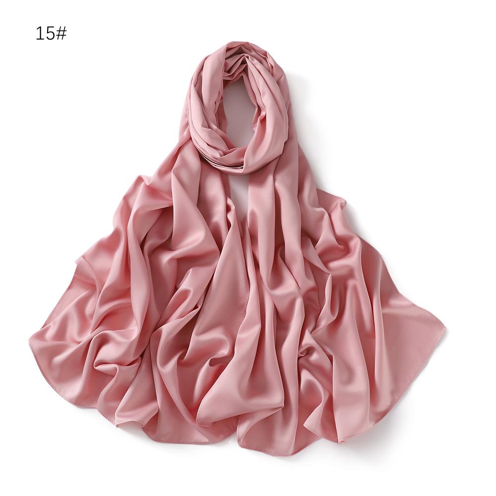 New Luxury Medine Silk Scarf For Women Muslim Plain Hijab Long Shawls Big Size Headscarf Wraps Islamic Turban Headband Bandana