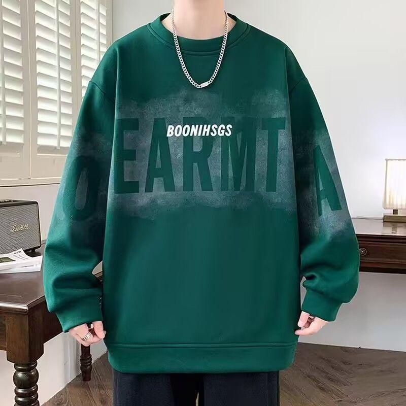 Trendy Men's Letter Print Sweatshirt: Autumn/Spring Round Neck, Long Sleeve, Casual Loose Fit.