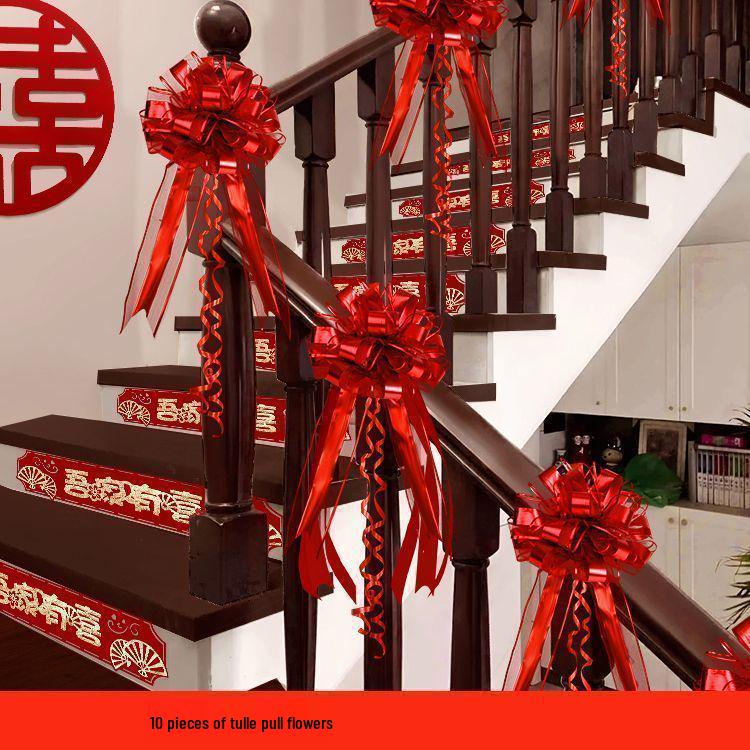 Bridal Stair Railing Decoration Set with Balloons & Flowers