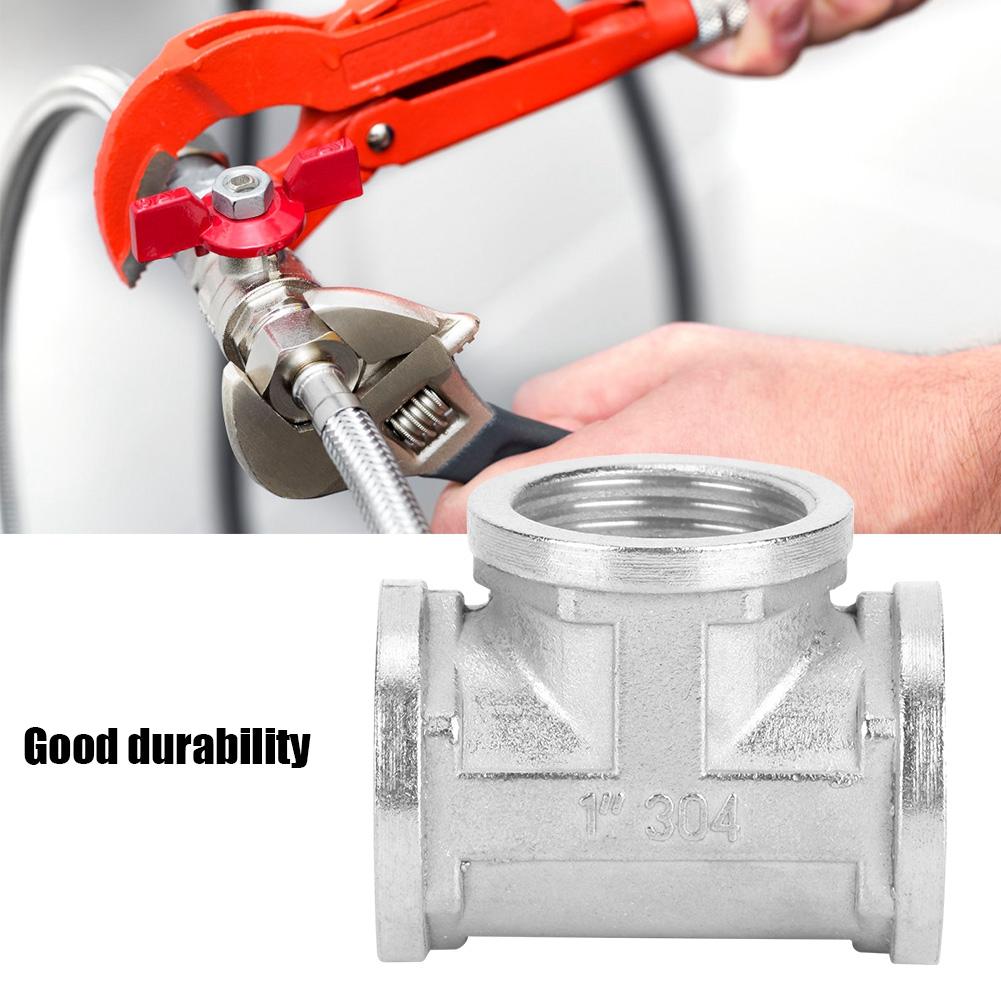 304 Stainless Steel Tee Threaded Pipe Connector for Industrial Pipe Shelf Household Tool