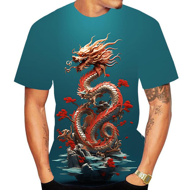 Tričko Dragon Animal s 3D potlačou Jar Leto Tričko Ženy Muži Oblečenie Veľká veľkosť O Krk Krátky rukáv Voľné topy Priedušné páry Košele