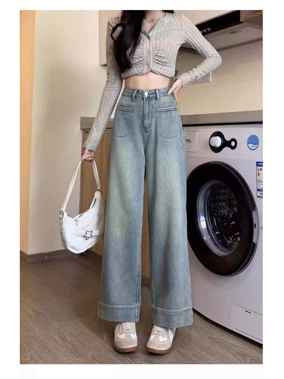 Retro High-Waisted Wide-Leg Women s Jeans - 2025 Summer Slim Fit Casual Pants XS