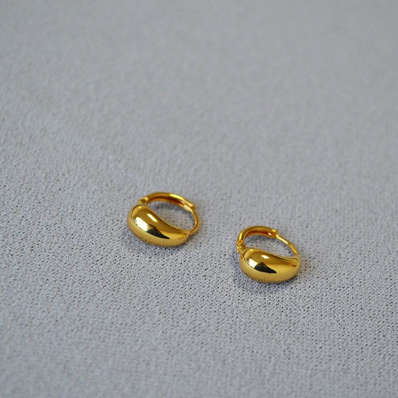 Korean Version Of Fashion Niche Daily Simple Exquisite Brass Gold-Plated Small Mini Water Drop Shape Ear Buckle Earrings Earrings