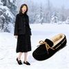 New Women's Shoes with Fleece, Flat, One-foot Thick Fleece Warm Cotton Shoes