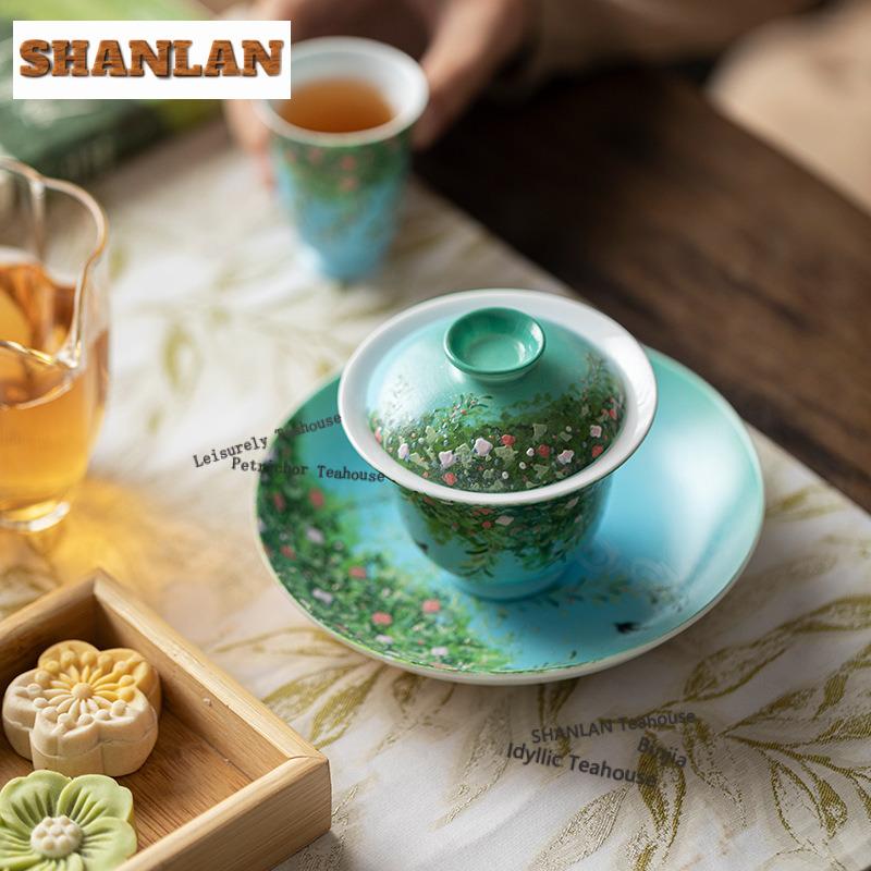 110ml Greasepaint Wicker Swallow Gaiwan Vintage Tea Tureen Tea Bowl With Lid Kit Tea Making Cover Bowl Tea Ceremony Collection