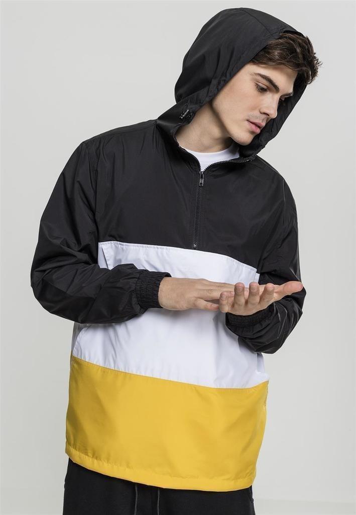 Demi-season Jacket Urban Classics Color Block Pull Over Jacket (TB2101) Black/chrome Yellow/white