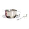 200ml Stainless Steel Cup Set with Spoon and Saucer for Home Cafe