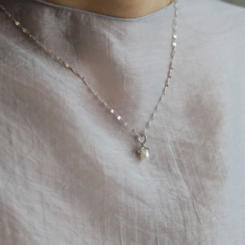 eveningbell [silver925] Blush pearl necklace (silver)