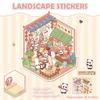 1Set Cartoon Cute Landscape Stickers Cabin Scene Diy Game Stickers Hand Account Decoration Stickers Creative Diy Stickers