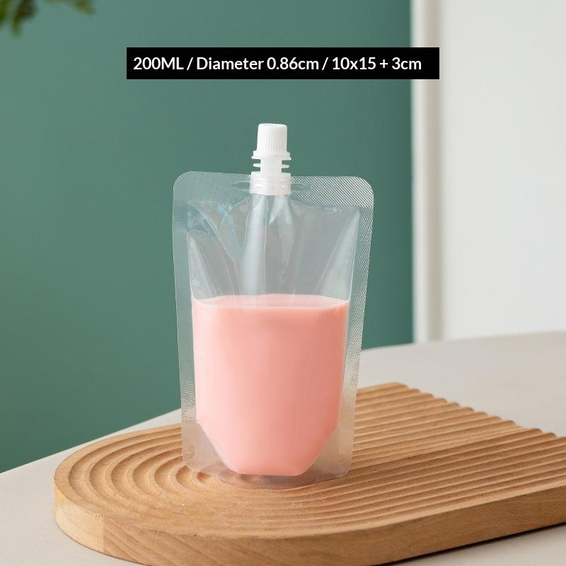 20 pièces Poches Réutilisables Transparentes avec Bec pour Boissons Étanches Sacs Souples en Plastique pour Smoothie Thé Voyage en Randonnée