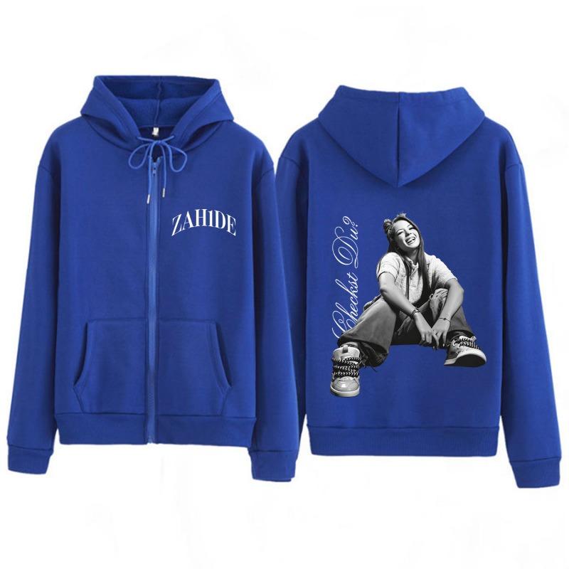Cantante Zahide Tour 2026 Merch Grafica Felpe con Zip Uomo Donna Moda Inverno Hip-hop Larghe Casual Vintage Felpe con Zip