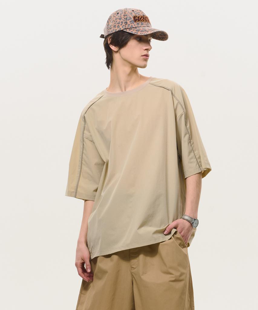 BLACK MOMENT Tech Stitch Oversized T-Shirt [Beige]