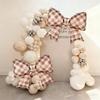 2Pcs /12Pcs New 18inch Bow Foil Balloon 38inch Cream Bow Aluminum Foil Balloons Brown Plaid Balloon Decoration Baby Shower