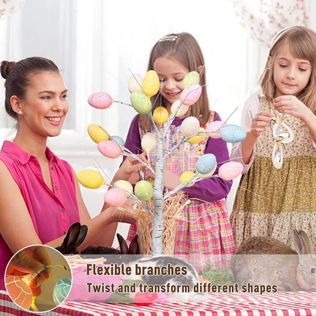 60cm Led Tree Light Battery Power Supply With Home Easter Eggs Easter Desktop Ornaments Hanging Tree Lighting Decorations Gift