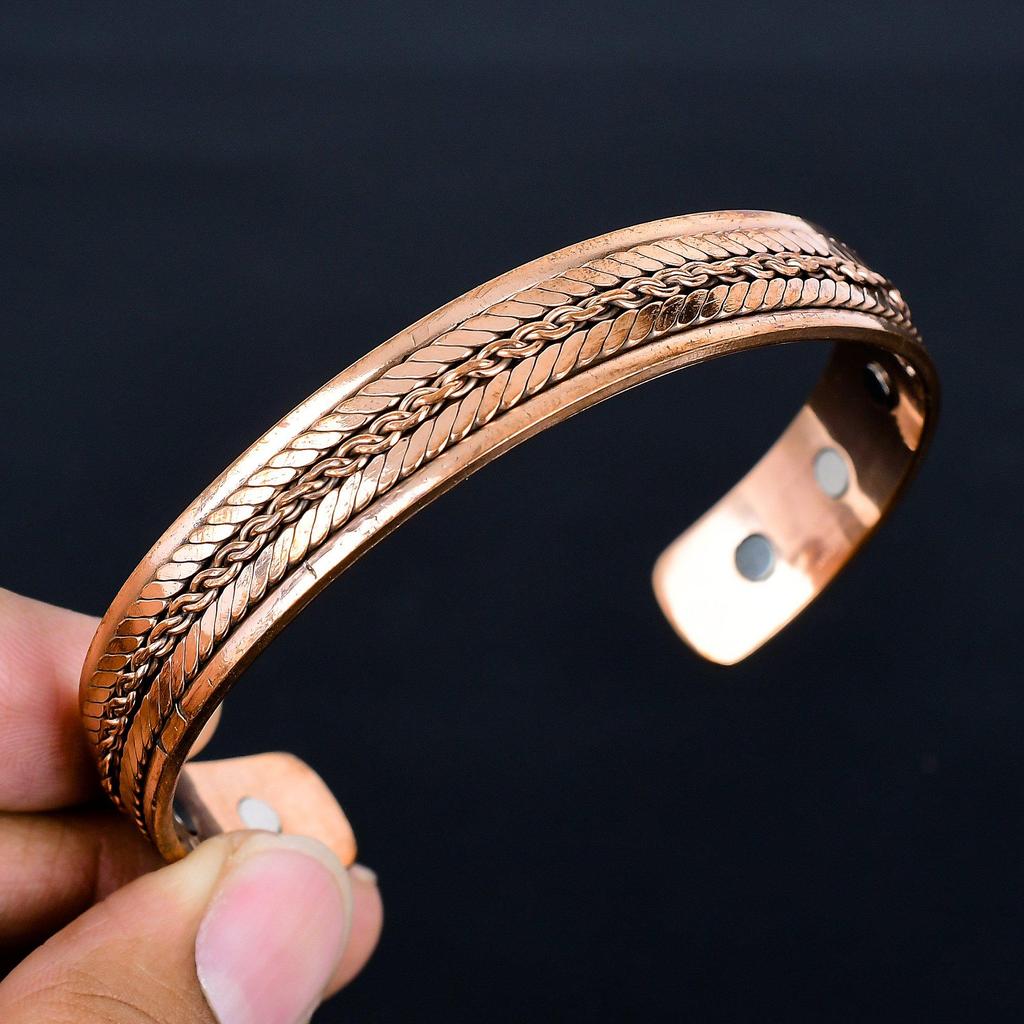 Pure Copper Bangle Bracelet, Copper Adjustable Bangle, Handmade Copper Jewelry Gift for Men & Women