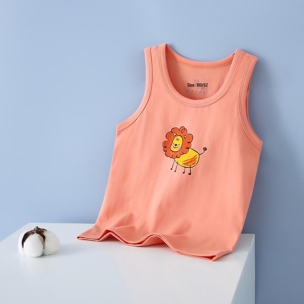 Summer Kids' Cotton Spaghetti Strap Vest - Colorful Base Layer for Boys and Girls
