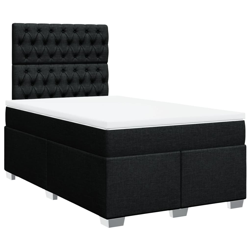 Vidaxl Continental Bed With Mattress, Black, 120X190 Cm, Fabric