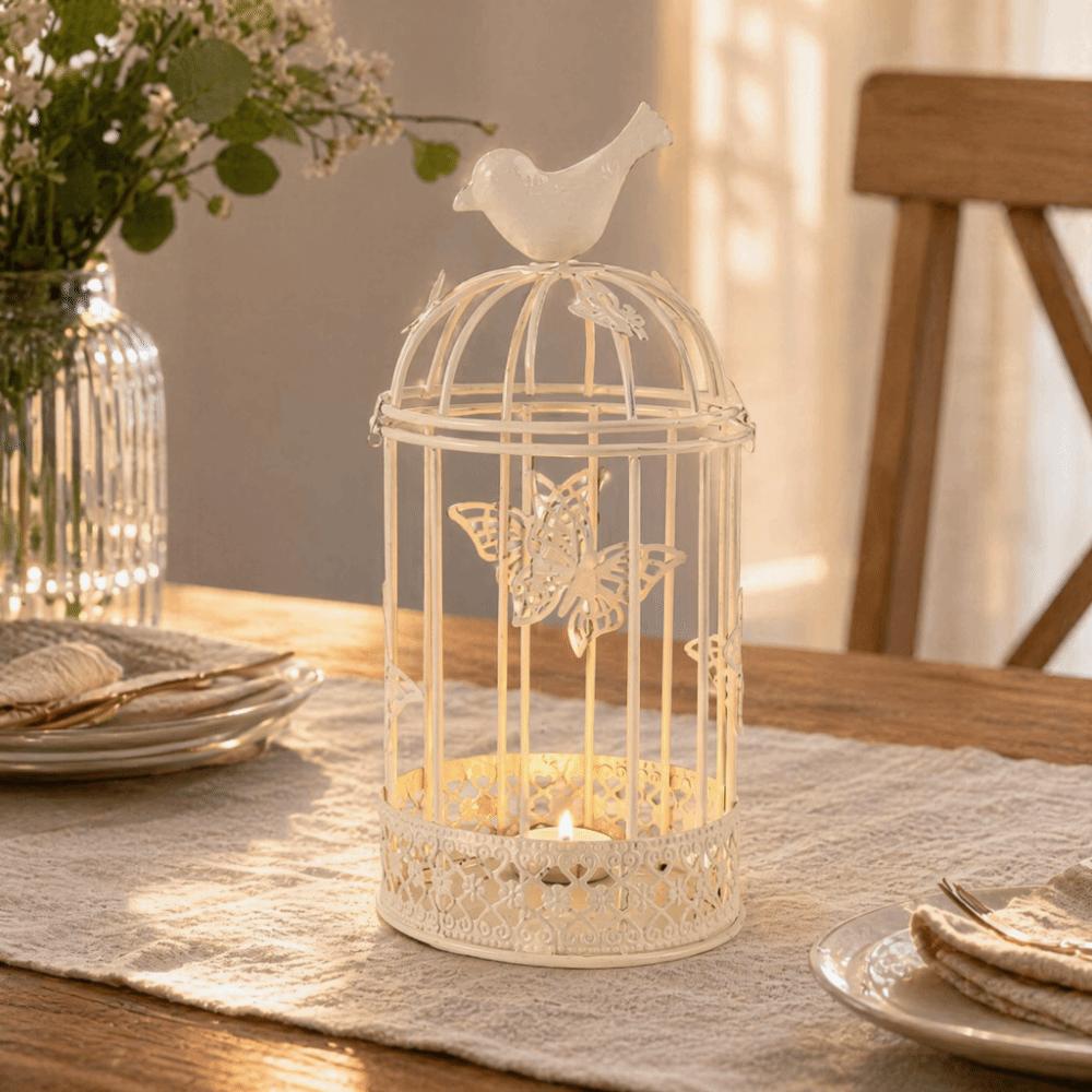 Iron Hollow Birdcage Candle Holder Birdcage Café Bar Desktop Candle Stand  Café Interior