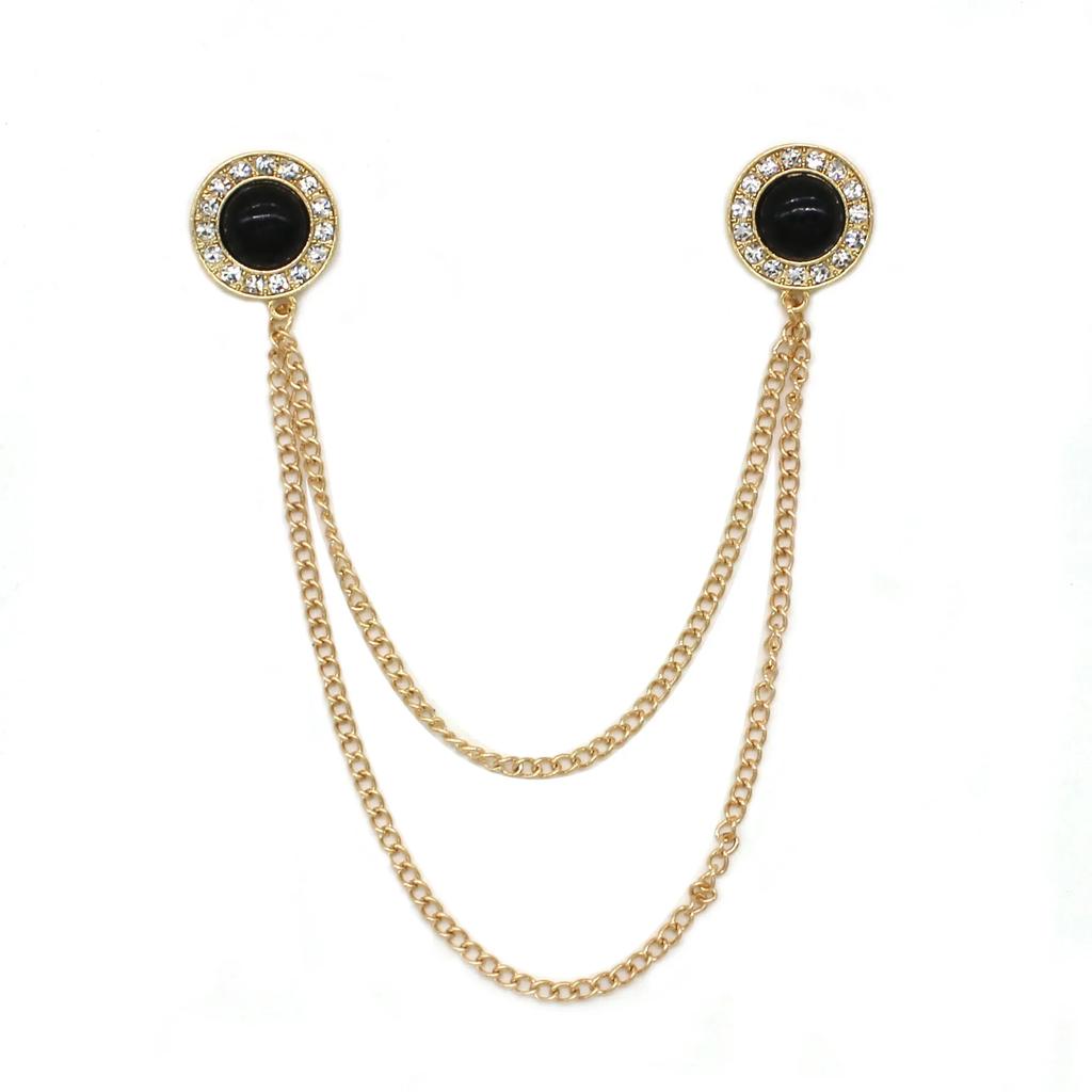 1 Pair New Blouse Shirt Lapel Collar Cardigan Clip Women Girls Vintage Shiny Crystal Pin Brooch Cape Cloak Clasp Fixing Clip