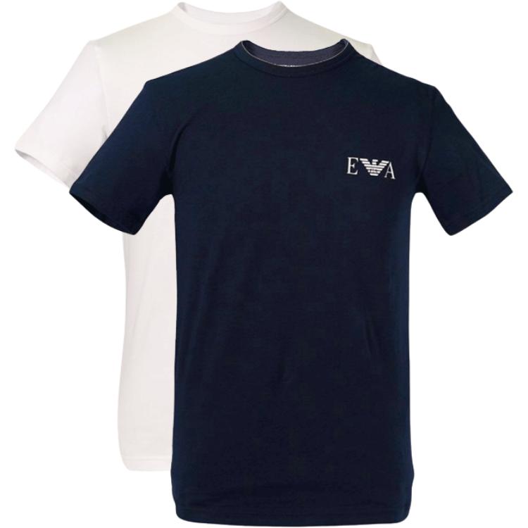 Emporio Armani Katoenen Ronde Hals Effen Kleur Korte Mouw T-shirt Twee Pack Heren Tops EM001849-AF10778-M0081 S White