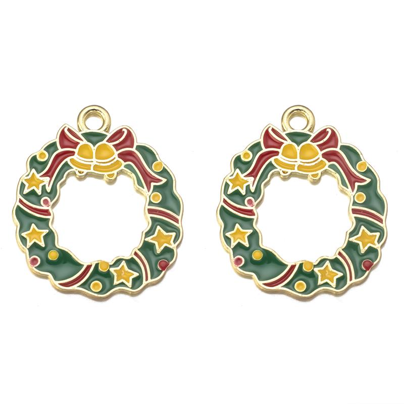10pcs/lot Alloy Drip Oil Pendant Santa Claus Snowman Christmas Tree Charm Pendant For DIY Men Women Earrings Necklace Party Gift