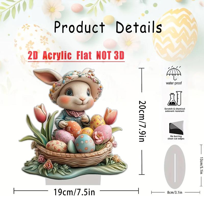 Bohemian Style 2D Acrylic Cute Easter Egg Rabbit Village DIY Decoration Festival Decor Desktop Ornament Easter Gifts For Bedroom