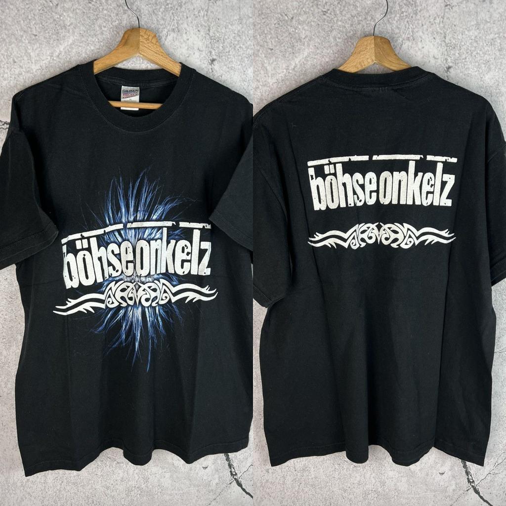 Band Tees × Vintage Böhse Onkelz Vintage 90s Rock Band Tee Tour T-Shirt Size Onkelz Global Tour T-shirt Street Hip Hop Oversized Y2k Casual Clothing