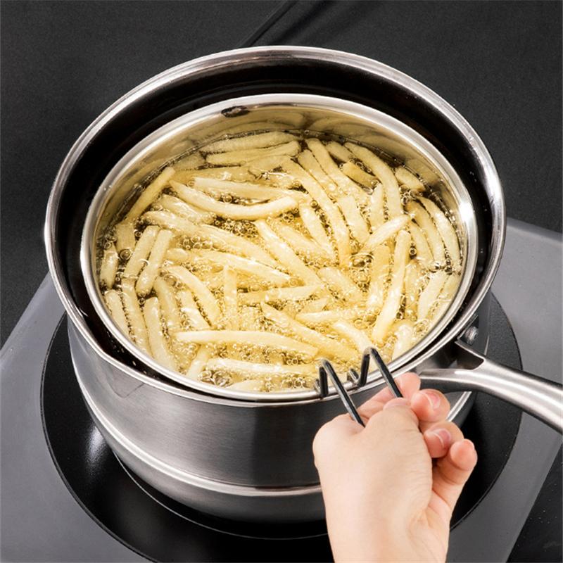 Stainless Steel Foldable Handle Frying Basket Kitchen Handheld Colander Noodles French Fries Sieve Oil Strainer Cooking Tools