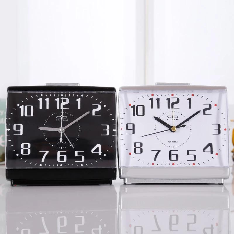 1pcs Quartz Clock Movement Alarm  Table Bedside Silent Travel Mini  Night Glow