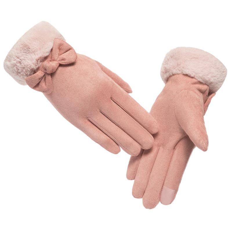 Gloves Winter Cute Student Suede Warm Fleece Thickened