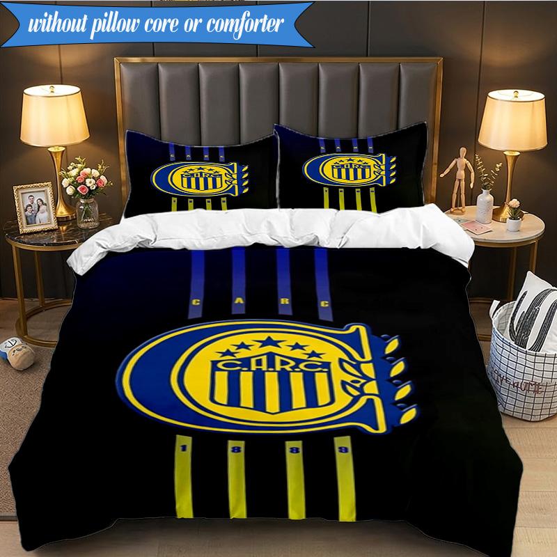 Rosario Central Crest 3pcs Bedding,Including 1pc Duvet Cover And 2pcs Pillowcases Perfect for Christmas,Ideal for Bedroom, Dormitory
