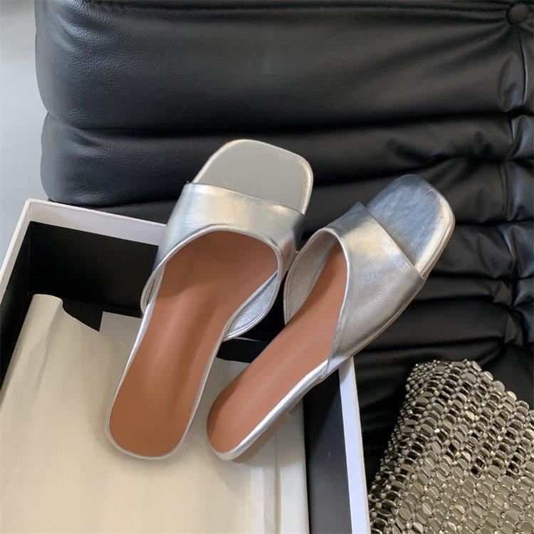 

Французькі капці-сандалі «Вечірній бриз» взуття феї носити 2024 нові літні темпераментні сандалі на плоскій підошві 40 срібний